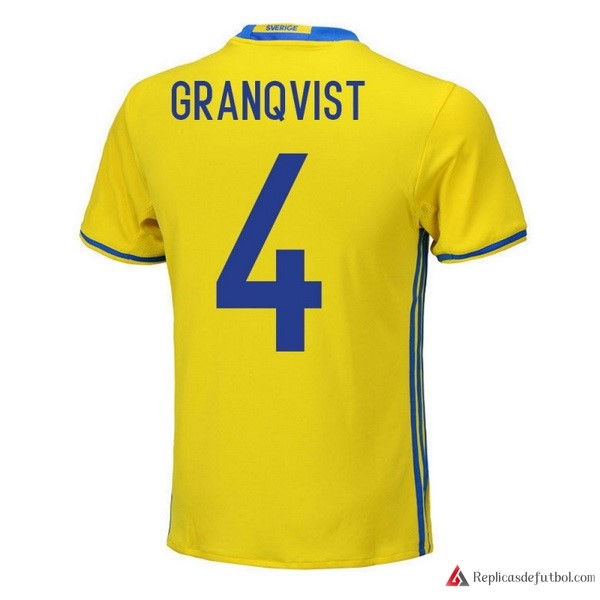 Camiseta Seleccion Sweden Primera equipación Granqvist 2018 Amarillo
